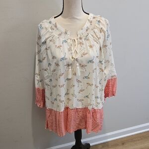 Ellison Cream and Blue Patterned Top